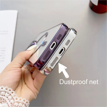 Luxury Plating Magnetic Wireless Charging Soft TPU Phone Case for iPhone 15 Magsafe Lens Film Clear Cover